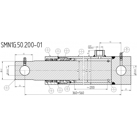 SIŁOWNIK CYLINDER HYDRAULICZNY TŁOK SKOK 200 SMN1G 50x200